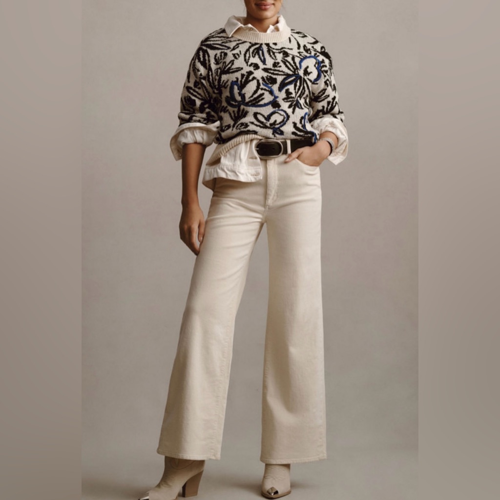 Nwot Anthropologie Floral Pop Embroidered Sweater